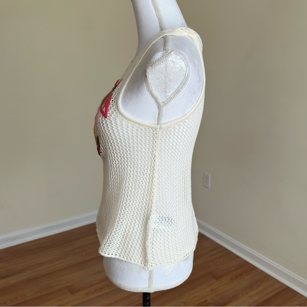 NWT American Eagle Crochet Tank Top Flamingo Pineapple Embroidered Small - Picture 4 of 10